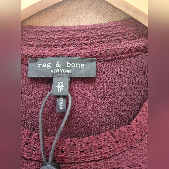 rag & bone Textured Maroon Long Sleeve Top - Picture 4 of 5